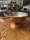 Vintage Copper Colander Strainer With Brass Handles