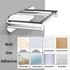 Chrome Adhesive Toilet Paper Holder - Double Post Pivoting Tissue Roll - No Dril