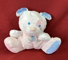 Fisher Price Puffalumps Puppy Dog Pink Stripes Rattle Plush Stuffed Animal 1988