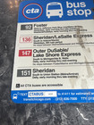 City Of Chicago Cta  Metal Sign 18x24 Bus Stop 2x Sided Sheridan Lake Shore Dr