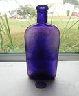 Stunning  Purple Whiskey Flask Embossed  Warranted Flask
