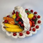 Rare Vintage Large Capodimonte Fruit  Ceramic Weaved Basket Italy Pottery 15 l