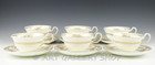 Wedgwood England Columbia Gold On White Peony Shape Cups And Saucers Set Of 6