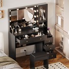 Vanity Desk Makeup Dressing Table Set W  5 Drawers Sliding Mirror And Led Lights