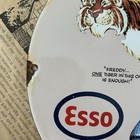 Vintage 1963 Esso Gasoline Oil Gas Station 12 Inch Porcelain Enamel Sign