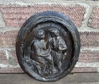 Antique French Bronze High Relief Oval Wall Plaque Signed Berteoux Paris 1875