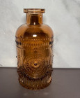 Bottle Vase Gyro Design 4 5  Tall Brown Small Glass 