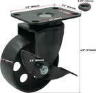 4 All Black Metal Swivel Plate Caster Wheels W brake Lock Heavy Duty High-gauge