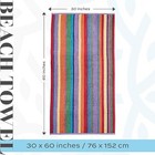 Bath Sheet Towels  Large Size 30x60 Rainbow Cabana Stripe 4 Pk  Highly Absorbent