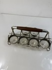Mcm Vintage Bar 6 Shot Glass Carrier Holder Tote Wire W wood Handle Holds 8