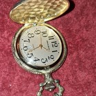 Milan Quartz Full Hunter Pocket Watch Gold Tone With Chain Dad Design