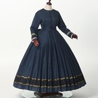  Women Victorian 1860s Dress With Petticoat Civil War Dress Small Navy Blue