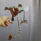 Folk Art Metal Pendulum Fireman Santa   Dog Balancing Kinetic Christmas Decor