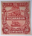 Travelstamps  1890 Nicaragua Stamps Sc 24 Seebeck Locomotive 20   Red Imperf