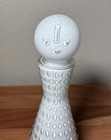 Vintage Milk Glass Hobnail Face Stopper Decanter White Mid-century Barware 11 