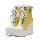 Fashion Wedges Ankle Boot Women Wedged Heels Shoes Boots Lace Up High Heels Boot