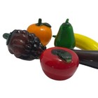 Vtg Set Of 6 Art Glass Fruit   Vegetables Handblown Decorative Murano Style