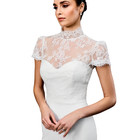 Short Sleeve Bolero Topper Jacket For Bride Appliques Lace Beading Wedding Dress