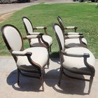 Louis Xvi Dining French Walnut Dining Chairs Arm Chairs Set Of 4