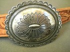 Don Lucas Southwestern Stamp Work Sterling Silver Concho Ranger Set tooled Belt