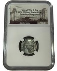 1943-d 1c Lincoln Steel Cent Ms 65 Ngc W  Parachute Fragment  Denver Us Ww2 Coin