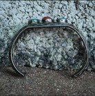 Vintage Navajo Sterling Silver Turquoise   Coral Cuff Bracelet   Split Shank 