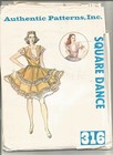 316 Sewing Pattern Square Dance Dress Full Skirt Size 12 14 16 Vintage 1970s