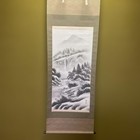 Japanese Hanging Scroll  Landscape Painting  Slightly Worn  Antique Art