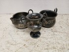 Lot Of 3 Antique Victorian Silver Plated Floral Sugar  Creamer Bowls Small Urn 
