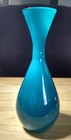 Vintage 1960s-70 s Aqua Blue   White Cased Art Glass Bud Vase Mcm Handblown