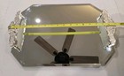 Vtg Vanity Tray Beveled Mirror   Silver Plate Godinger Feathers   Flowers Nos