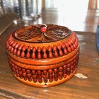 Vtg Japanese Bamboo Woven  Basket 6   Lacquered  Handmade