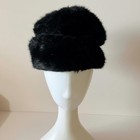 1940s   1960s Vintage Black Fur Hat   Classic Mid-century Winter Elegance