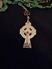 Vintage Irish St Patrick Celtic Rosary Green Glass Shamrocks   -free Ship