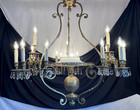 Huge Restored Converted Antique 1800s French Victorian Crystal Chandelier Bronze