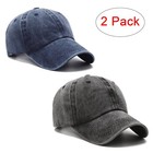 2 Packs Vintage Washed Distressed Baseball Cap Dad One Size  Black blue
