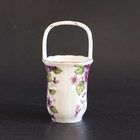 Vintage Lefton Bone China Violet Handled Basket  00291  Floral Shabby Chic
