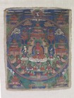 Antique Tibetan Buddhist Thangka Painted Panel Scroll Remounted 22  X 36  Tall