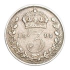 1895 Great Britain 3p Threepence 3 Pence Old Silver Queen Victoria Coin Km 777