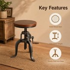American Antique Industrial Crank Stool Cast Iron Three-legged Bar Stool