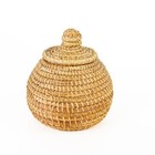 Small Seagrass Basket With Lid  Woven Reed Basket  Natural Storage Basket  Boho