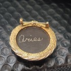 Aries Zodiac Ram Cameo Style Round Gold Tone Metal Brooch Pin Engraved Signed