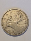 Canada 1940 25 Cents 25c Canadian Caribou Quarter Coin - 80  Silver