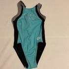 Gk Elite Leotard Kids Size Cm Teal Black Excellent Sequin Jcc Racerback