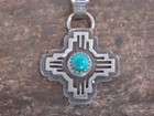 Native American Sterling Silver   Turquoise Zia Symbol Pendant - Mccarthy