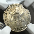1852 3 Cent Silver Ngc Ms62 - Bu Unc