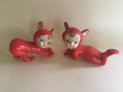 Pair Of Vintage  Mcm 1950   s Elf Pixie Gilner Ceramic Christmas Figures Japan