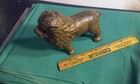 Vintage Cast Iron Lion Figure Statue Gold-tone Finish Coin Bank Heavy 1 lb