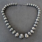 15 75  Long Hand-stamped Sterling Silver Navajo Pearls Necklace Strand Hand Made