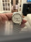 Michael Kors Quartz Chronograph Date Silver Tone Bracelet Watch White Dial